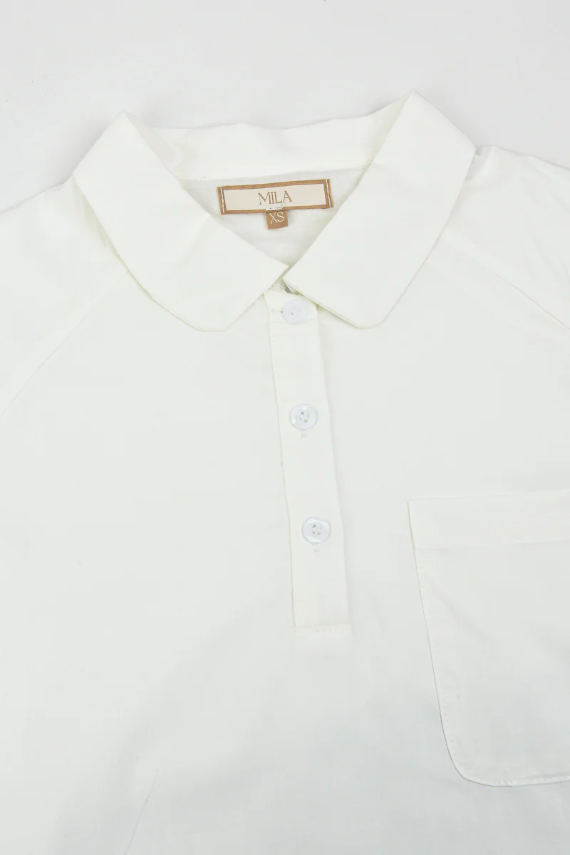 חולצת כותנה עם צווארון WHITE - Image 9