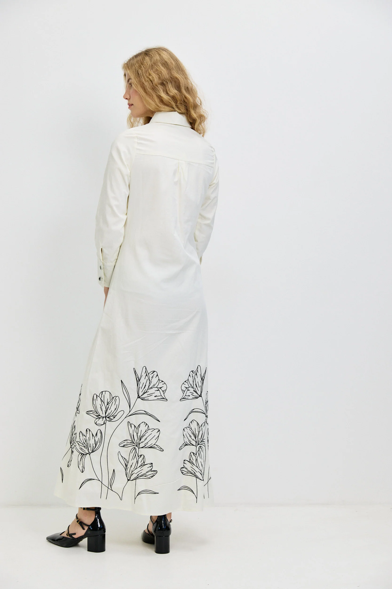 שמלת רקמה קשירה WHITE - Image 6